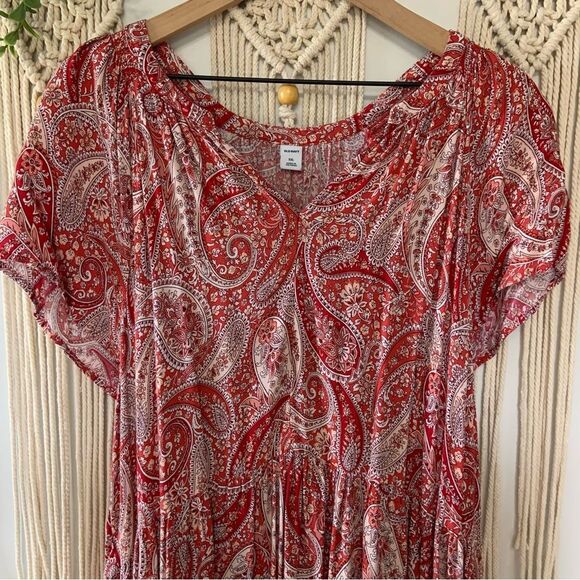 OLD NAVY Women’s Waist Defined Printed Tiered Maxi Dress Red Paisley XXL - Picture 4 of 11